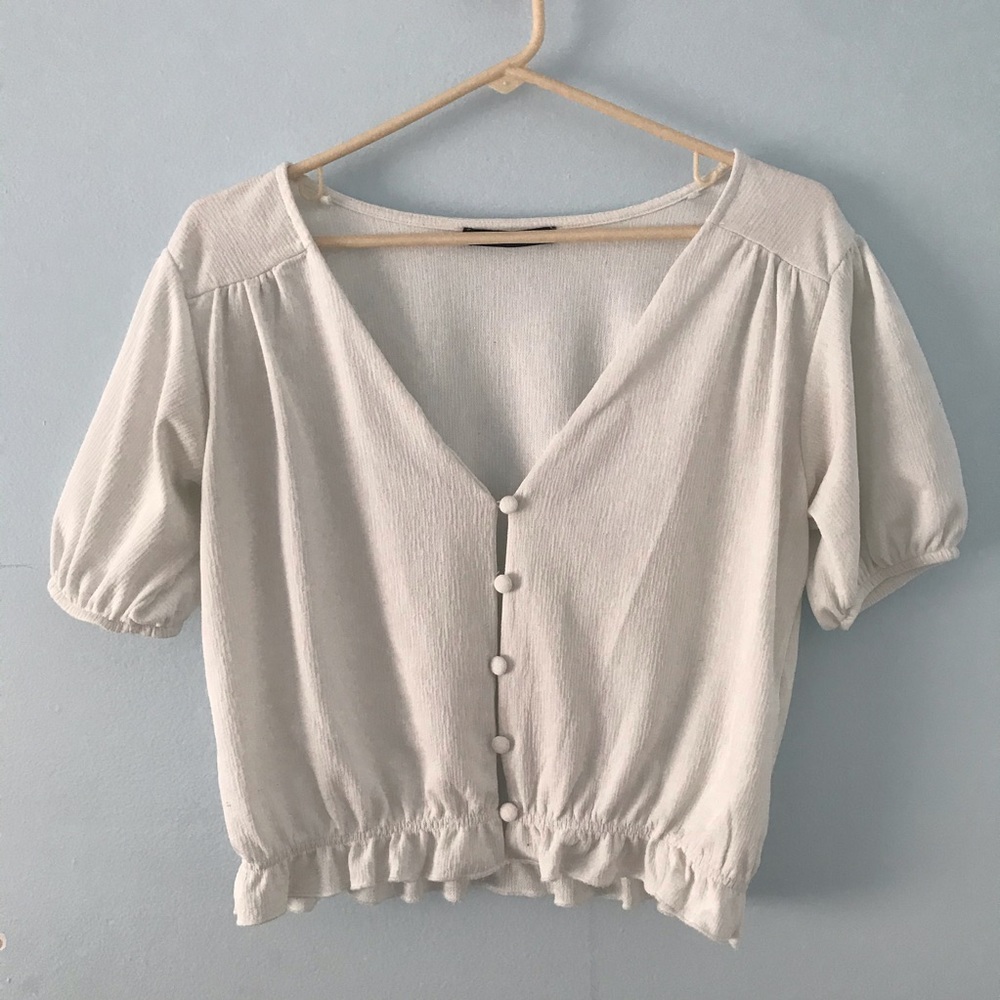 Zara White Button Up Top
